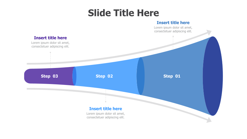 3-Step Horizontal Funnel Diagram