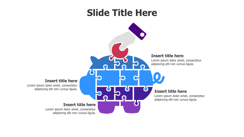 4-Point Puzzle Piggy Bank Infographic