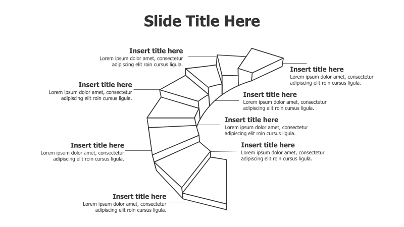 8-Point 3D Outline Ladder Infographic
