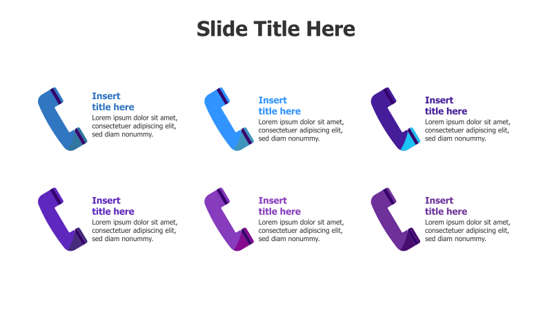 6 Points Colored Telephone Infographic