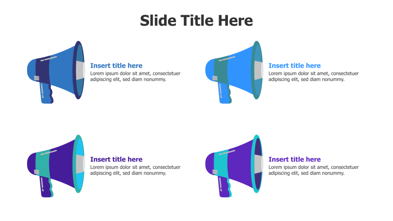 4 Points Colored Megaphone Infographic
