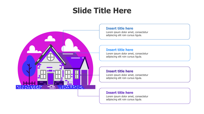 4 Points Colored House Infographic