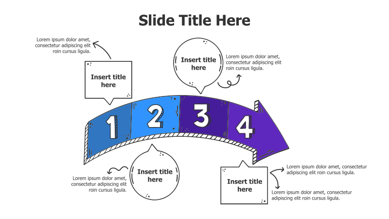 4-Step Rounded Doodle Arrow Infographic