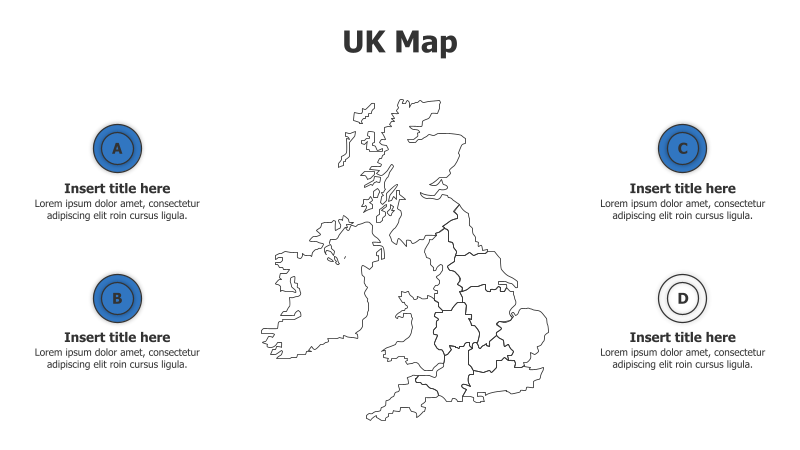 5 Points Outline United Kingdom Map Infographic