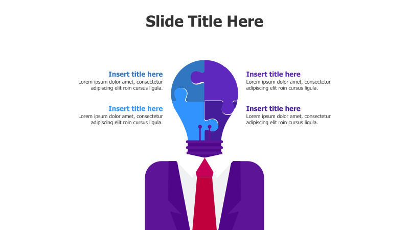 4-Point Puzzle Bulb Infographic