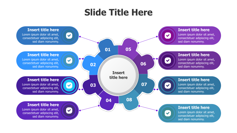 8 Points Branching from Colored Gear Infographic
