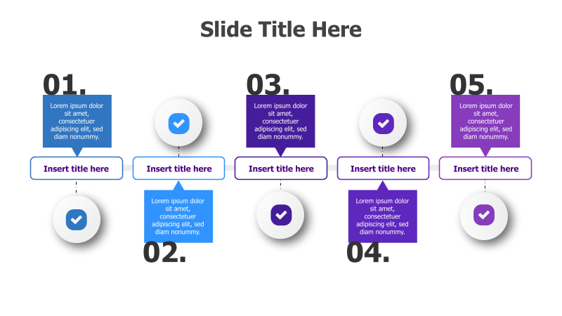 5-Point Timeline with Circular Highlights