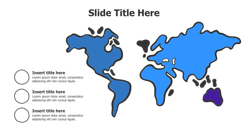 3 Points with Doodle World Map Infographic
