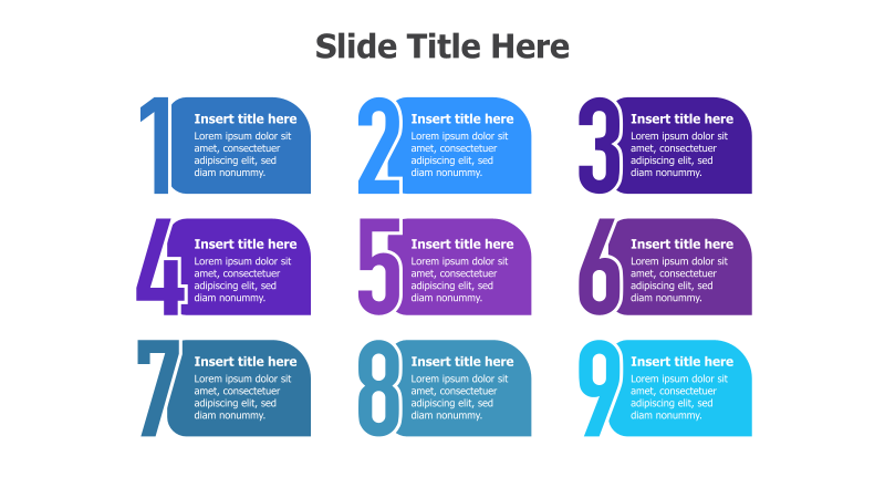 9-Point Numbered List with Gradient Blocks
