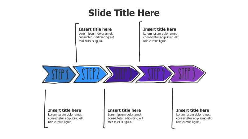 5-Step Colored Doodle Arrows Timeline