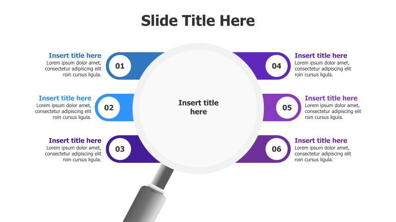 6-Point Circular Infographic with Magnifying Glass