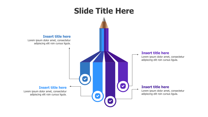 4-Point Pencil Striped Infographic
