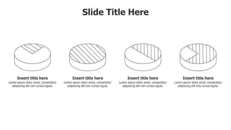 Four Outline 3D Pie Charts