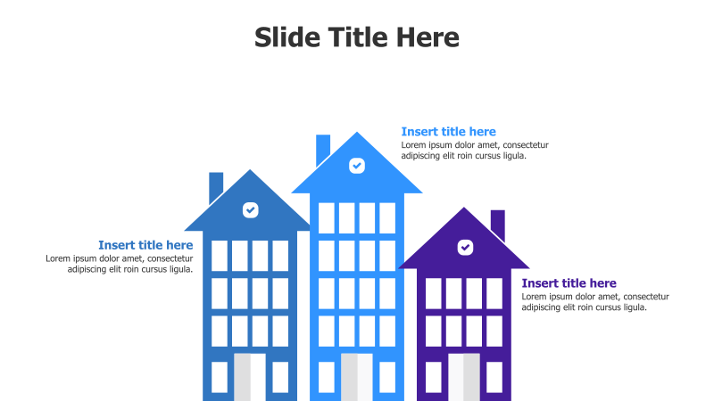 3 Points Colored Houses Infographic