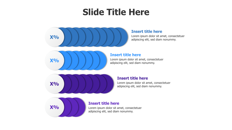 4-Point Editable Colored Circles with Percentage Infographic