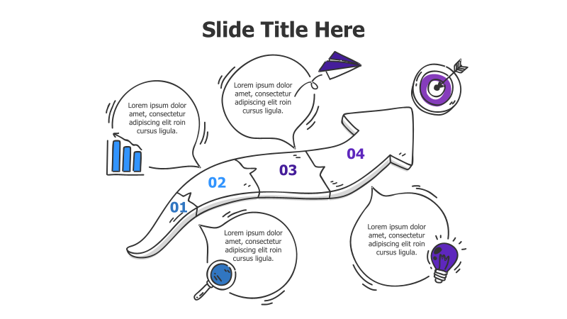 4-Step Process with Doodle Arrow