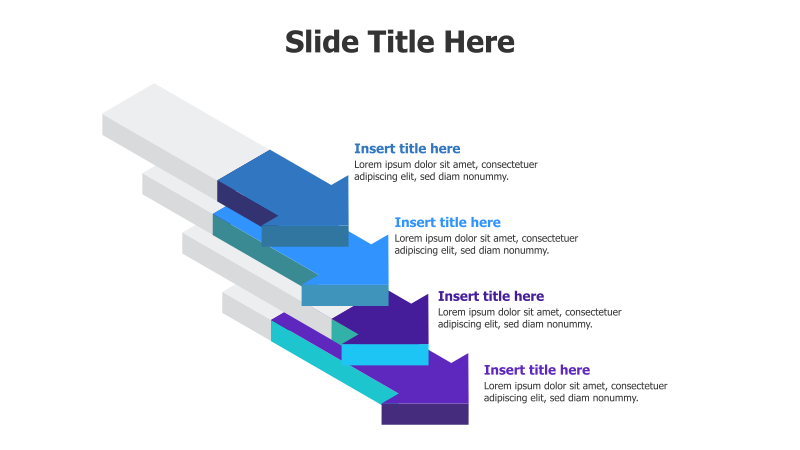 4-Level 3D Colored Arrows Diagram