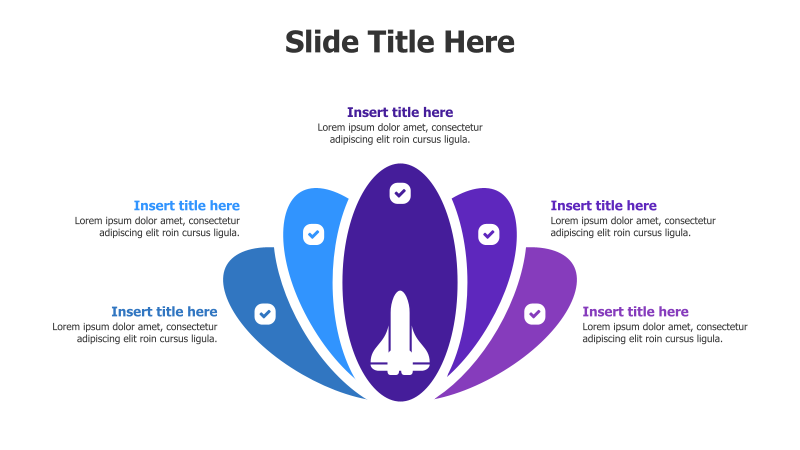 5-Point Curved Process with Rocket Infographic