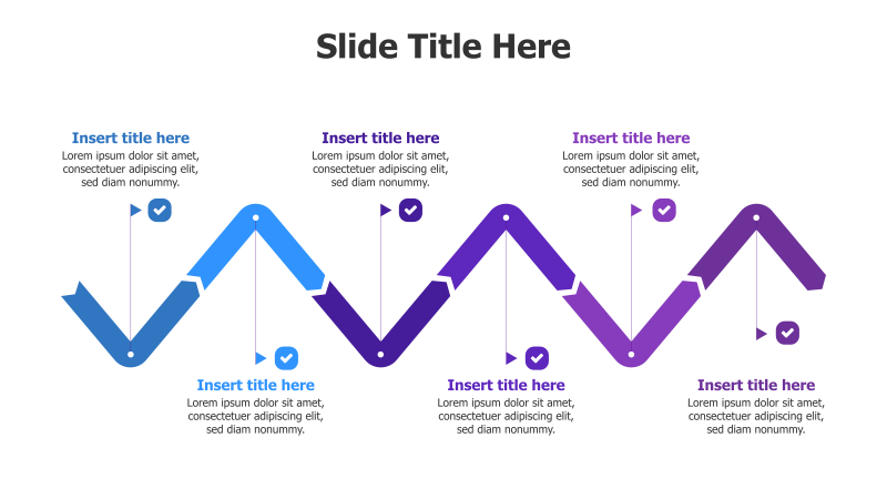 6-Point Zigzag Timeline with Flags