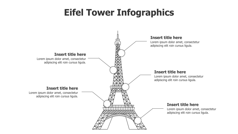 5 Points Outline Eiffel Tower Infographic