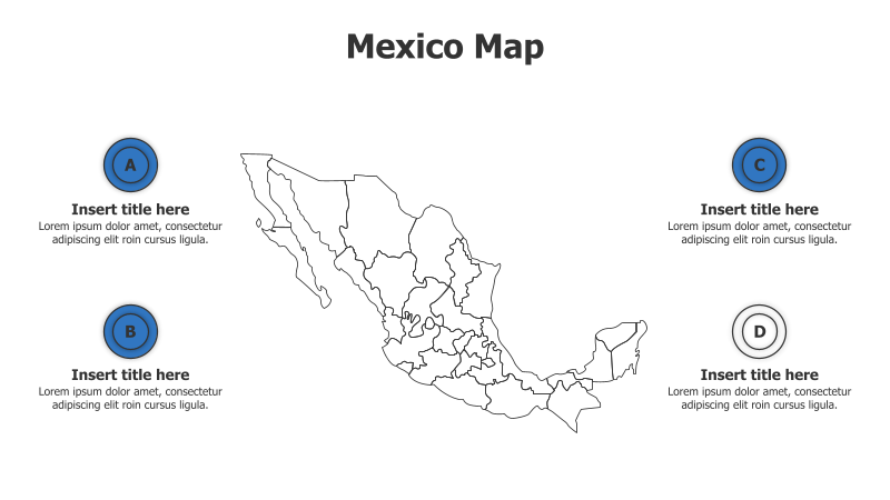 4 Points Outline Mexico Map Infographic
