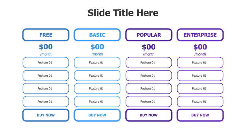 4-Tier Pricing Plan Comparison