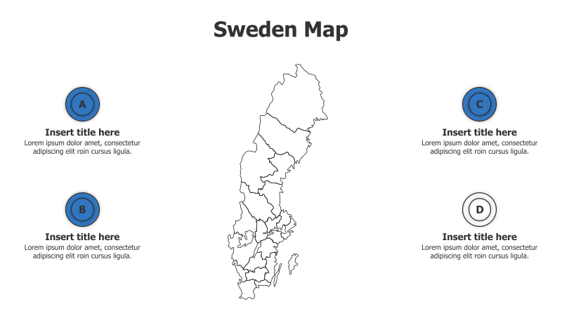 4-Point Outline Sweden Map Infographic