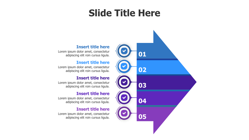 5-Step Divided Arrow with Checkmarks