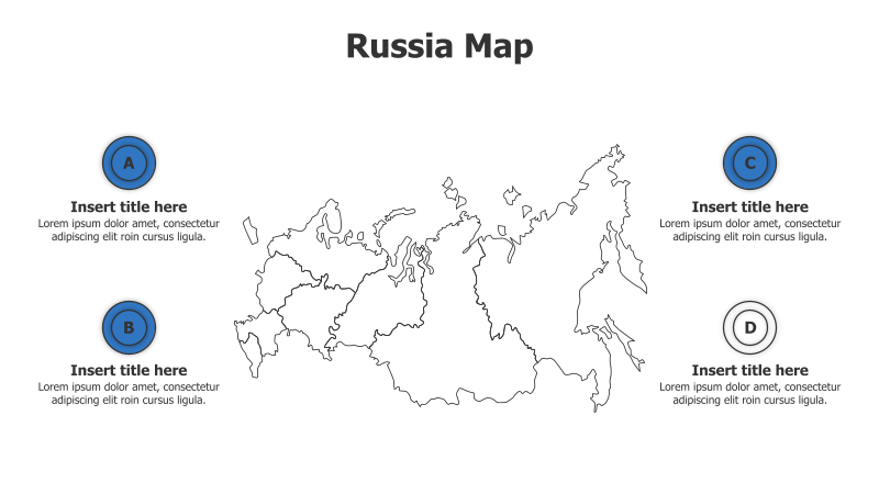 4 Points Outline Russia Map Infographic