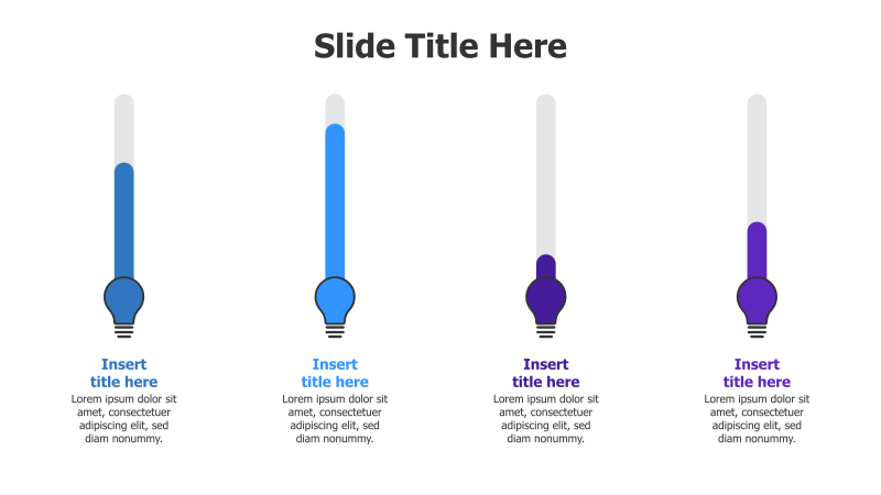 4-Point Editable Colored Stripes Bulb Infographic