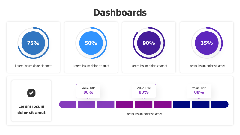 Colored Circular Charts and Indicator Dashboard