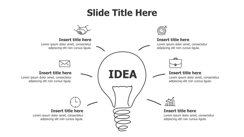 6 Points from a Doodle Outline Bulb Infographic