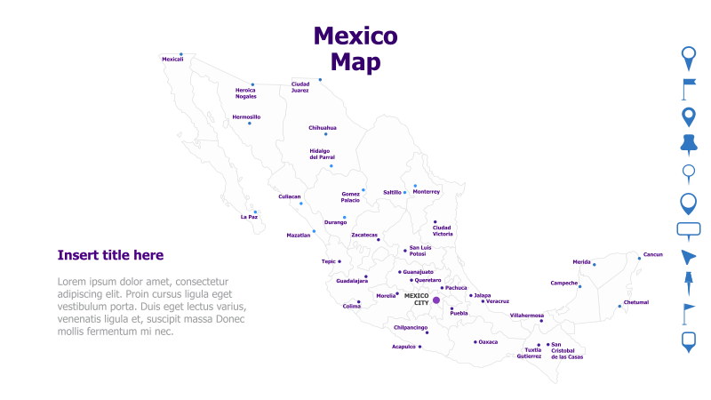 Mexico Map with City Markers
