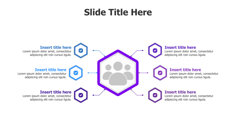 6-Point Hexagon Infographic with Central Icon