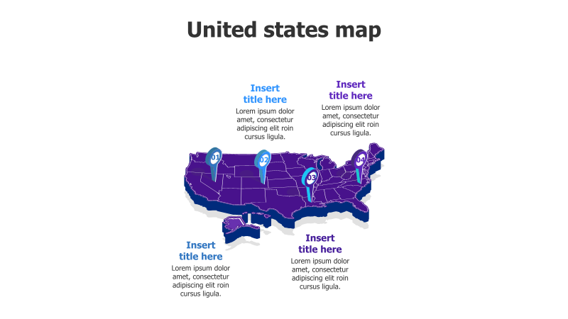 3D US Map with Location Pins