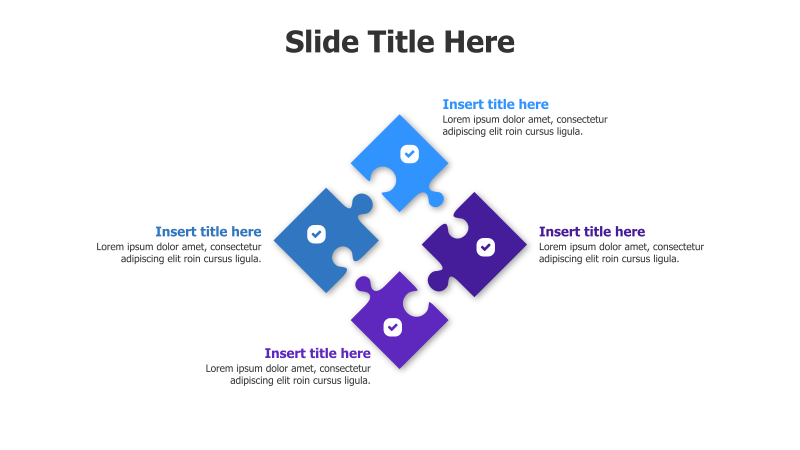 4 Points Separated Colored Puzzle Pieces Infographic