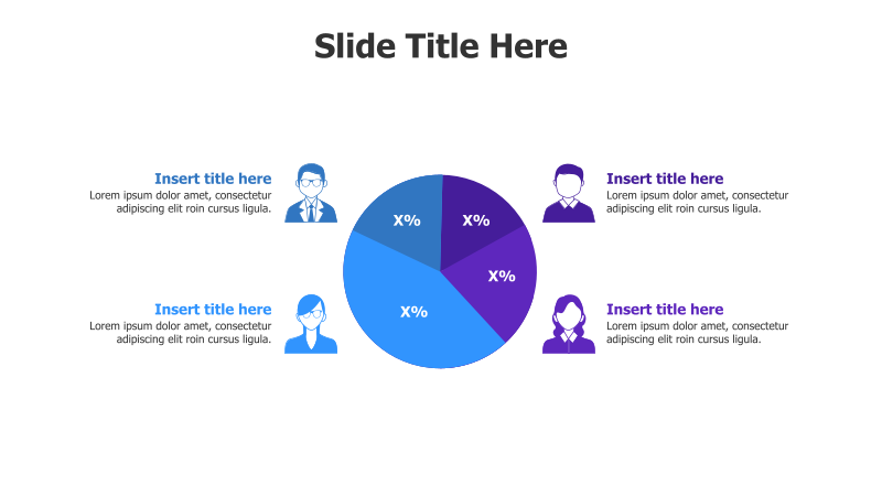 4-Point Pie Chart with Employee Infographics