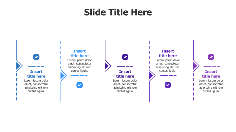 5 Points Colored Line Arrows Infographic