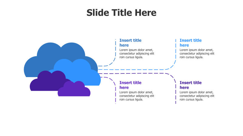 4 Points Colored Clouds with Dotted Lines